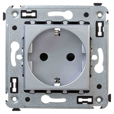 4404003 | Розетка в стену, 2P+E, с з/ш, "Avanti", "Закаленная сталь"
