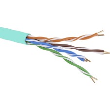 Кабель витая пара кат. 6A неэкранированный, U/UTP, 4 пары, нг(А)-HF,цветвнешней оболочки аква, катушка 500 м