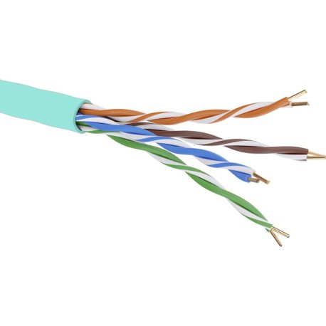 RN6AUUK01AQ | Кабель витая пара кат. 6A неэкранированный, U/UTP, 4 пары, нг(А)-HF,цветвнешней оболочки аква, катушка 500 м