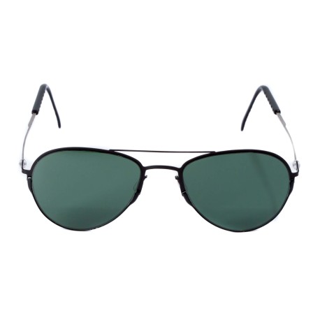 NOL6ENNC | Черные солнцезащитные очки из титана с зелеными линзами-1