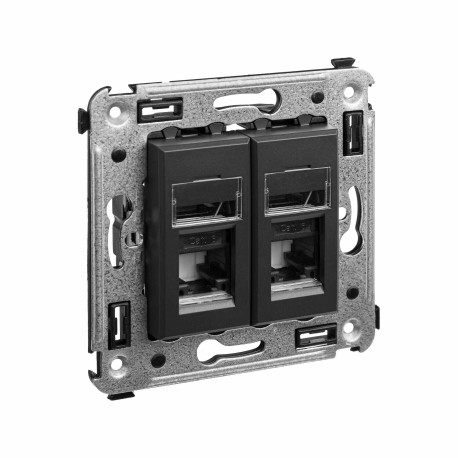 4412294 | Компьютерная розетка RJ-45 в стену, кат.6 двойная,Avanti, Черный матовый-1