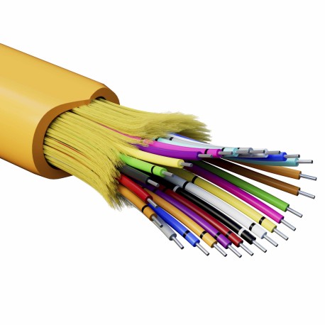 RNDT2C24OR03 | Кабель волоконно-оптический, распределительный, арамидные упрочняющие нити, для внутренней прокладки, нг(A)-HFLTx, 24 ОВ, категория OM2 (G.651.1) плотный буфер, 0,4 кН, барабан 2000 м