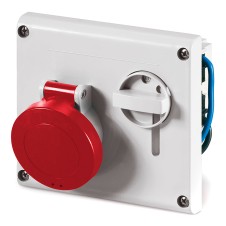 Розетка скрытой уст. с механической блокировкой и верхним расположением разъема IP44 32А 3P+E+N 400В