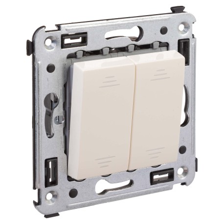 4405104 | Выключатель двухклавишный в стену, "Avanti", "Ванильная дымка"-1