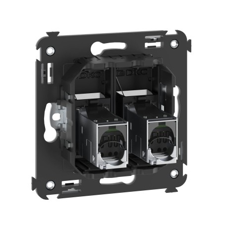 4412394 | Компьютерная розетка RJ-45 в стену, кат.6 экранированная двойная,Avanti, Черный матовый-2