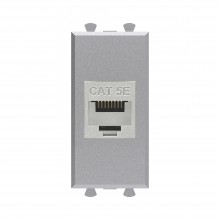 Компьютерная розетка RJ-45 без шторки модульная, кат.5е экранированная, "Avanti", "Закаленная сталь", 1 модуль