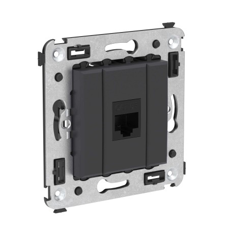 4412663 | Компьютерная розетка RJ-45 без шторки в стену, кат.5е одинарная, "Avanti", "Черный матовый"-1
