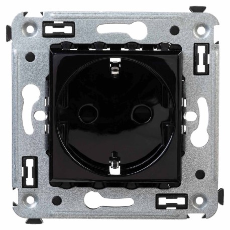 4402003 | Розетка в стену, 2P+E, с з/ш, "Avanti", "Черный квадрат"
