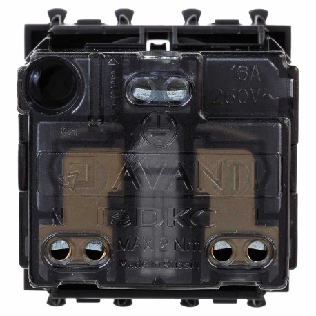 4412002 | Розетка модульная, 2P+E, с з/ш, Avanti, Черный матовый, 2 модуля-2