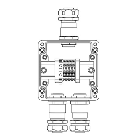 1231.031.22.1227 | Взрывозащищенная клеммная коробка из полиэстера TBE-P-03-(4xCBC.4-1xTEO.4)-1xKAEPM3MHK-20(A)-2xKAEPM3MHK-20(C)1Ex e IIC Т5 Gb / Ex tb IIIC T95°C Db IP66/КЗ