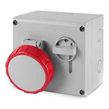 Розетка наружной уст. с механической блокировкой и верхним расположением разъема IP67 16А 3P+E 400В
