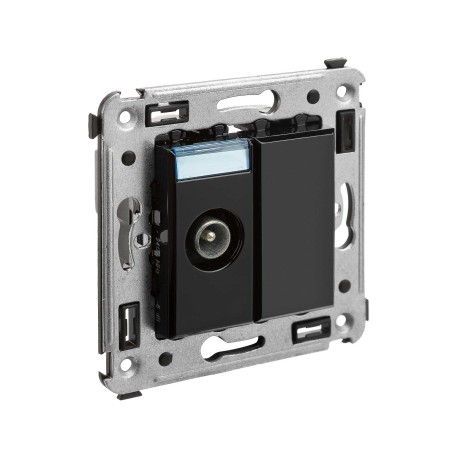 4402513 | Розетка TV проходная в стену, "Avanti", "Черный квадрат"-1