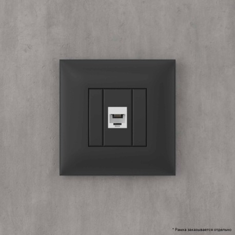 4412613 | Телефонная розетка RJ-12 без шторки в стену одинарная, "Avanti", "Черный матовый"-4