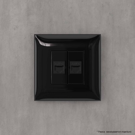 4402694 | Компьютерная розетка RJ-45 без шторки в стену, кат.6 двойная, "Avanti", "Черный квадрат"-4