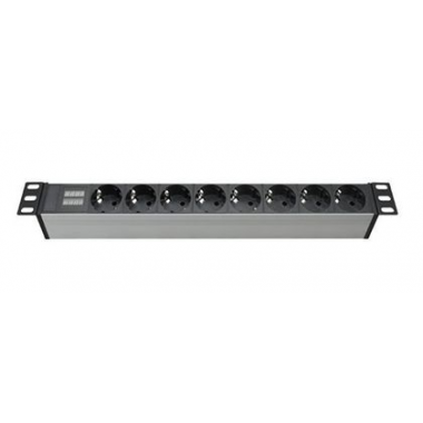 R519SH8CD | Блок распределения питания для 19" шкафов, 16A 8 Х Schuko, индикатор тока, вх. разъём Schuko