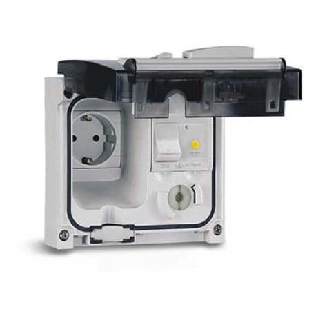 DIS4093407 | Розетка для скрытого монтажа. АВДТ (16А, 10мА, 3,5 кА). Защита IP56 с вставленной вилкой