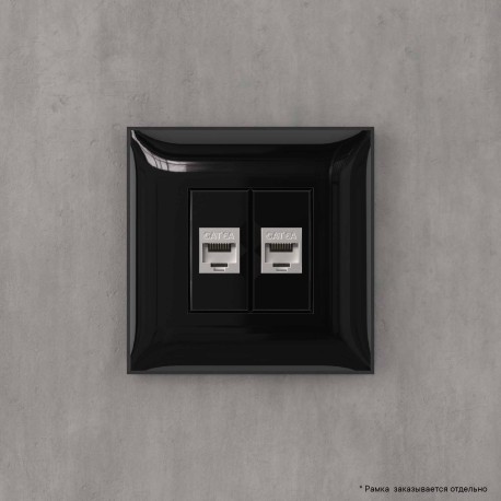4402774 | Компьютерная розетка RJ-45 без шторки в стену, кат.6А двойная экранированная, "Avanti", "Черный квадрат"-4