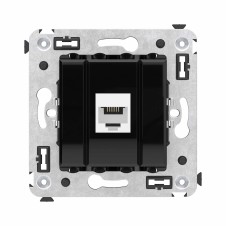 Телефонная розетка RJ-12 без шторки в стену одинарная, "Avanti", "Черный квадрат"