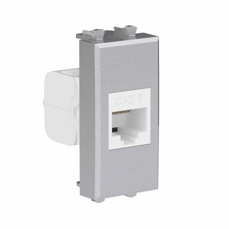 4404691 | Компьютерная розетка RJ-45 без шторки модульная, кат.6, "Avanti", "Закаленная сталь", 1 модуль-1