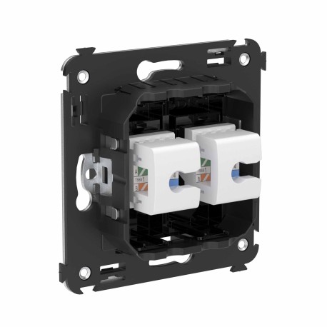 4402674 | Компьютерная розетка RJ-45 без шторки в стену, кат.6А двойная, "Avanti", "Черный квадрат"-2