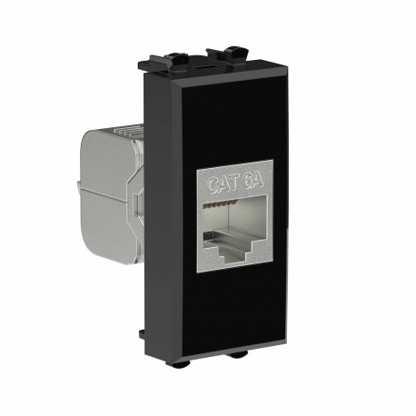 4402771 | Компьютерная розетка RJ-45 без шторки модульная, кат.6А экранированная, "Avanti", "Черный квадрат", 1 модуль-1