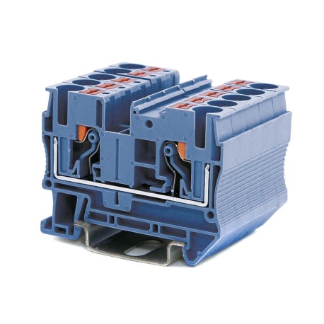 VPR-6-BU | Клемма проходная, зажим push-in, 2 точки подключения, 6 кв.мм, синяя