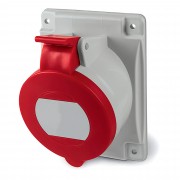Розетка панельная с наклоном IP44 32А 3P+E 400В. Пружинный зажим.