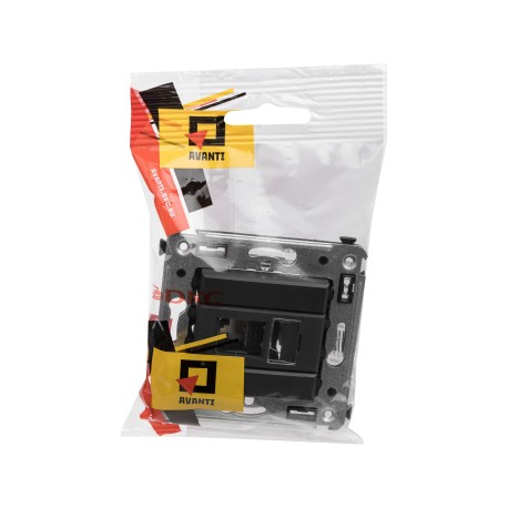 4412373 | Компьютерная розетка RJ-45 в стену, кат.6А одинарная, Avanti, Черный матовый-4