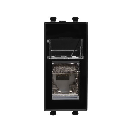 4402361 | Компьютерная розетка RJ-45 модульная, кат.5е экран, "Avanti", "Черный квадрат", 1 модуль