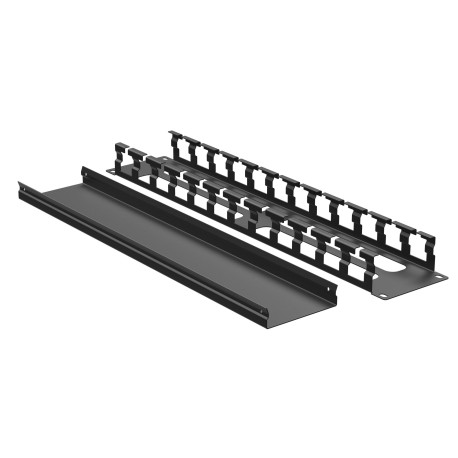 R5CPF1942HEB | Кабельный органайзер с крышкой и отверстиями 2U, глубина 40 мм, для 19 IT-корпусов ДКС серии STI/CQE, RAL9005-1