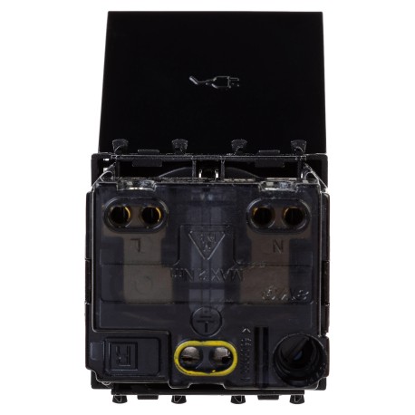 4402012 | Розетка с крышкой модульная, 2P+E, с з/ш, "Avanti", "Черный квадрат", 2 модуля-2