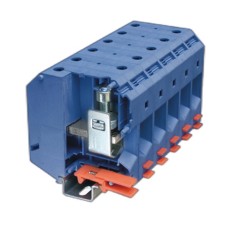 Клемма проходная, винтовой зажим, 2 точки подключения, 95 кв.мм, синяя