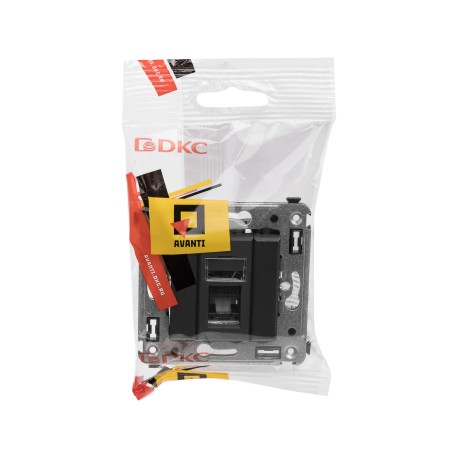 4412463 | Компьютерная розетка RJ-45 в стену, кат.5e одинарная, Avanti, Черный матовый-4