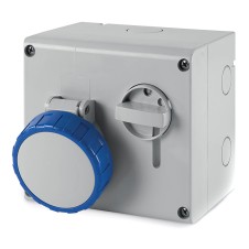 Розетка наружной уст. с механической блокировкой и верхним расположением разъема IP67 16А 2P+E 230В