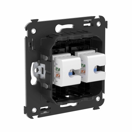 4402694 | Компьютерная розетка RJ-45 без шторки в стену, кат.6 двойная, "Avanti", "Черный квадрат"-2