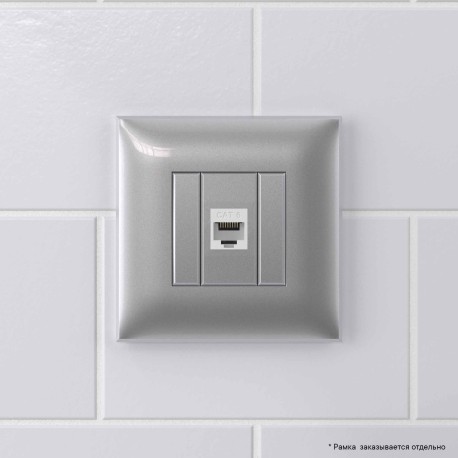 4404693 | Компьютерная розетка RJ-45 без шторки в стену, кат.6 одинарная, "Avanti", "Закаленная сталь"-4