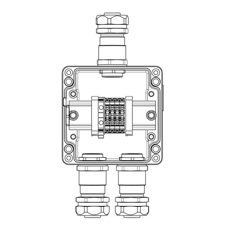 1201.121.22.11F | Взрывозащищенная клеммная коробка из алюминия TBE-A-12-(4xCBC.4-1xTEO.4)-2xKAEPM3MHK-20(A)-1xKAEPM3MHK-20(C)1Ex e IIC Т5 Gb / Ex tb IIIC T95°C Db IP66