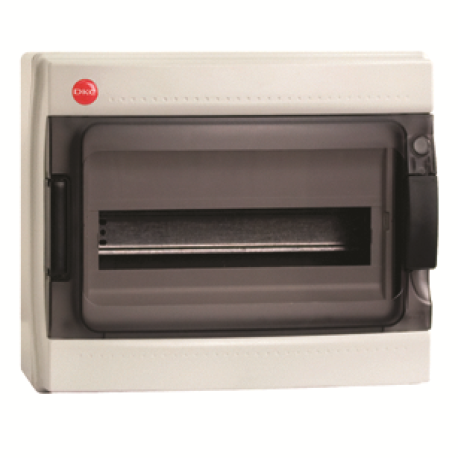 85912 | Щиток настенный с дверцей 12 мод., IP65, серый, с клем. блок.1х87512 и замком