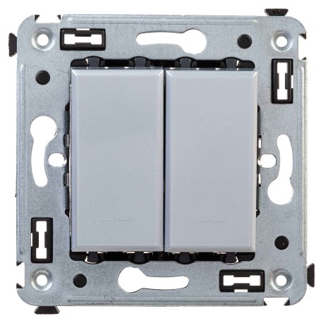4404104 | Выключатель двухклавишный в стену, "Avanti", "Закаленная сталь"