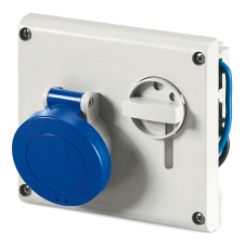 Розетка скрытой уст. с механической блокировкой и верхним расположением разъема IP44 16А 2P+E 230В