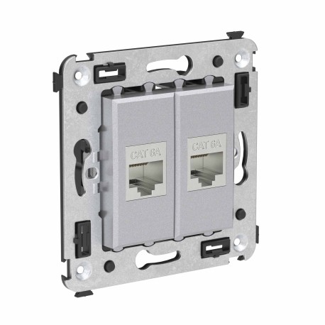 4404774 | Компьютерная розетка RJ-45 без шторки в стену, кат.6А двойная экранированная, "Avanti", "Закаленная сталь"-1