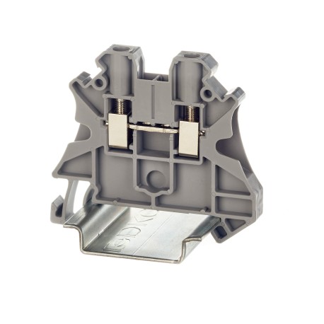 TUR-4 | Клемма проходная, винтовой зажим, 2 точки подключения, 4 кв.мм, серая