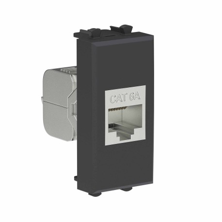 4412771 | Компьютерная розетка RJ-45 без шторки модульная, кат.6А экранированная, "Avanti", "Черный матовый", 1 модуль-1