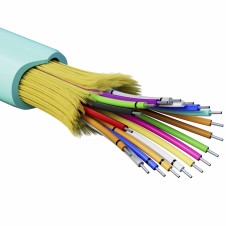 Кабель волоконно-оптический, распределительный, арамидные упрочняющие нити, для внутренней прокладки, нг(A)-HFLTx, 18 ОВ, категория OM3 (G.651.1) плотный буфер, 0,4 кН, барабан 2000 м