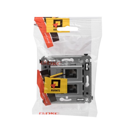 4404374 | Компьютерная розетка RJ-45 в стену, кат.6А двойная, Avanti, Закаленная сталь-4