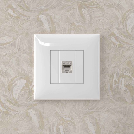 4400763 | Компьютерная розетка RJ-45 без шторки в стену, кат.5e одинарная экранированная, "Avanti", "Белое облако"-4