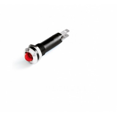 AV1F01CR28BL | Мини индикатор, штекерное подкл., уст.размер 8/10, круг., внеш.рассеив., крас., 28В, моргающий,