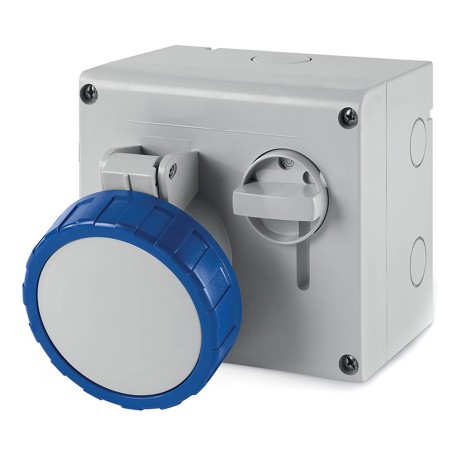 DIS5053283 | Розетка наружной уст. с механической блокировкой и верхним расположением разъема IP67 32А 2P+E 230В