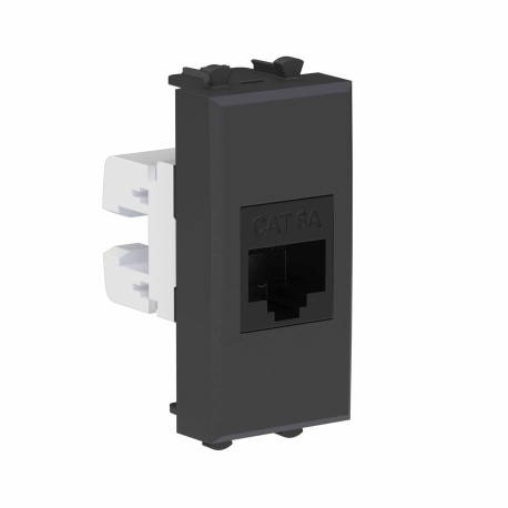 4412671 | Компьютерная розетка RJ-45 без шторки модульная, кат.6А, "Avanti", "Черный матовый", 1 модуль-1