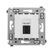 USB 3.0 розетка одинарная в стену, тип А-А, Avanti, Белое облако